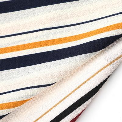 China Blackout 115gsm high quality wholesale custom design printed striped woven chiffon crepe fabric for polo shirt for sale