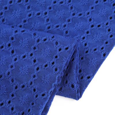 China Blackout accept OEM jacquard dyed dty knitted jersey 95 polyester 5 spandex fabric with holes for dress for sale