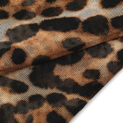 China New blackout style soft touch knitted leopard print power net mesh spandex fabric for sports tops for sale