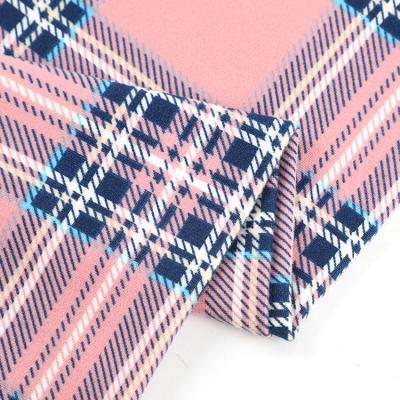 China Blackout Knitted Bulk Wholesale Custom Design Printed Check Shirt Brush Print Stretch Spandex Fabric for sale