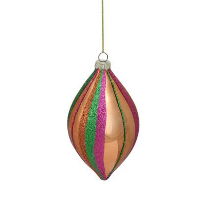 China Hot Sale 8CM Craft Christmas Ball Handmade Painted Glass Ball Christmas Tree Pendant Decoration for sale