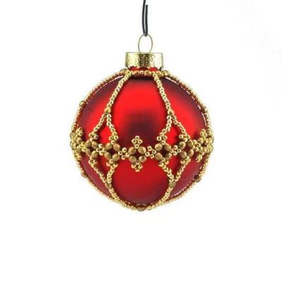 China Hot Sale New Design 10cm Christmas Ornament Glitter Glass Ball Round Baubles for sale