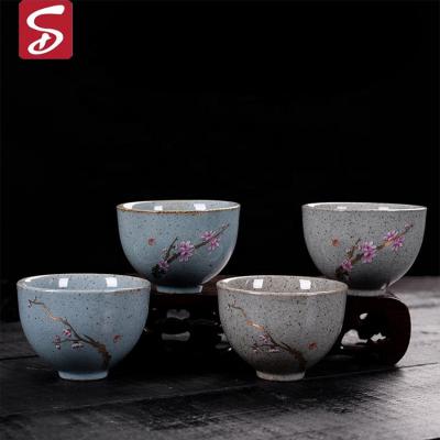 China SHARDON Viable Cup Plum Blossom Bowl Vintage Tea Cup 70ml Japanese Style Small Master Cup Retro for sale