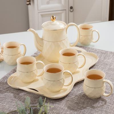 China Coffee Set Suit 6 Sustainable European Home People Use Ceramic Coffee Cup Saucer Tea Sets For Coffee And Tea for sale