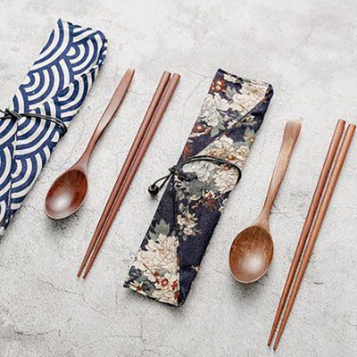 China Viable Custom Wholesale Combination Tableware Japanese Style Chopsticks Spoon Two-piece Set for sale