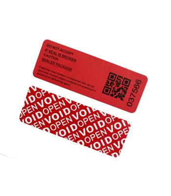 China ODM Total Waterproof Transfer For Airports And Airlines EMPTY OPEN Tamper Proof Security Label for sale