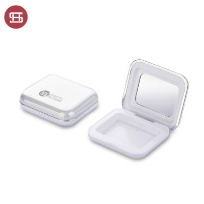 China Plastic Wholesale Square Custom Make Up Pressed Powder Case With Mirror White for sale