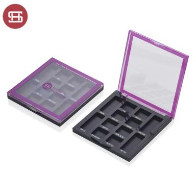 China Recycled Materials Empty Clear Black Square Eyeshadow Case Plastic Eyeshadow Case Private Label Your Own Brand for sale