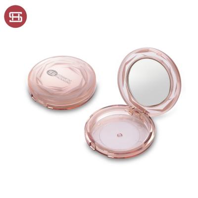 China Hot Selling ABS Rose Gold Press Powder Container Empty Pressed Powder Case With Mirror for sale