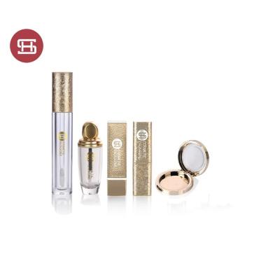 China 2022 Luxury Cosmetic Gold Series Case Lipstick Mascara Lip Gloss Container Compact Packaging for sale