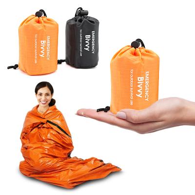 China PE mold survival sleeping bag emergency aluminum sleeping bag windproof and waterproof outdoor convenient camping wholesale lightweight for sale