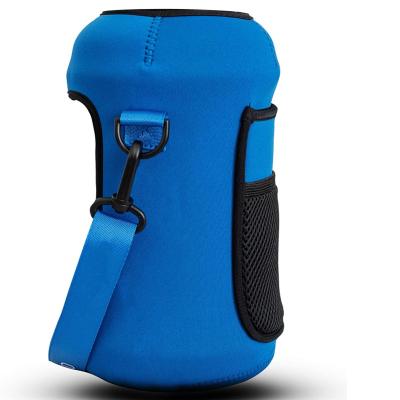 China Custom Waterproof OEM Logo Neoprene Large Water Bottle Sleeve Water Bottle Holder Carrier with Adjustable Strap for sale