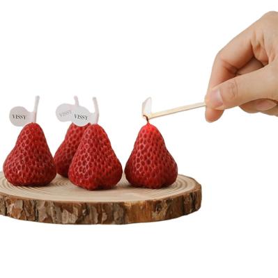 China Luxury Cute Red Birthdays Custom 4pcs Strawberry Shape Scented Candles for sale