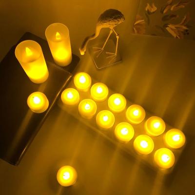 China Birthdays Set Of 12 Pcs White Flickering Flameless Rechargeable Led Tea Light Candles for sale