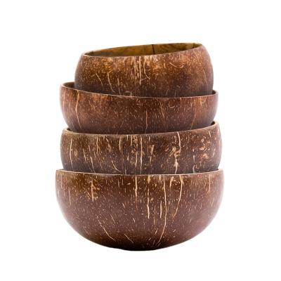 China Amazon Disposable Hot Selling Custom Engraved Logo Eco-Friendly 100% Natural Coconut Shell Bowls Set With Spoon for sale