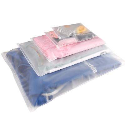 China Moisture Proof In Stock Custom Logo Frosted Plastic Bag Garments Zip To Lock Self Seal Bag Clothing Packaging Frosted Zipper Bags Printed Logo for sale