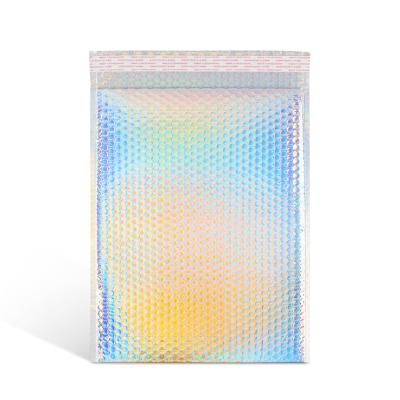 China Customized laser bubble mailer packaging holographic envelope padded mailing package bag for webshop for sale