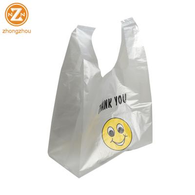 China Recyclable Eco-friendly Degradable Plastic T Shirt Bag With Snail Mail Face Printing For Shopping for sale