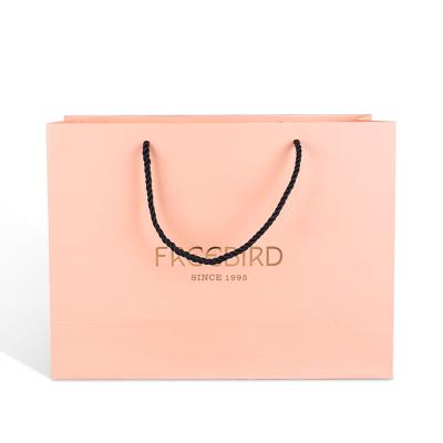 China BIODEGRADABLE Fashion Craft Cardboard Paper Carrier Luxury Fine Pink Tote Shopping Bags For Jewelry Gift for sale