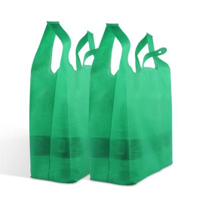 China Custom Printing Handled With W Logo Cut U Cut Non Cut T-shirt Vest Woven Fabric Package Shopping Bag For Supermarket Grocery for sale