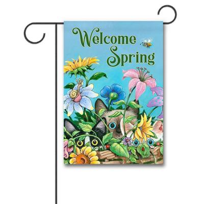 China Health Care Institute China Factory Directly Wholesale Cheap Spring Outdoor Home Summer Seasonal Decoration 12x18inch Flower Bird Garden Seasonal Welcome Flag for sale