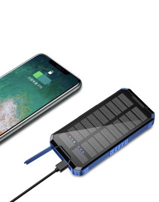 China Portable Solar Panel Charging 30000mAh 2 USB Phone Charger Power Bank with Flashlight for Smartphones Tablet Solar Battery Charger for sale