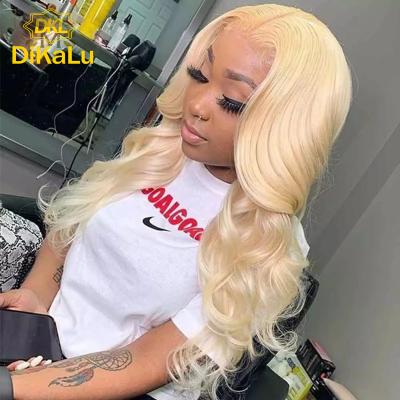 China 100% Lace Frontal Human Hair Wig Wave 613 Virgin Wig 13x4 Transparent Blonde European Silky Straight Human Hair 613 Front Wig for sale