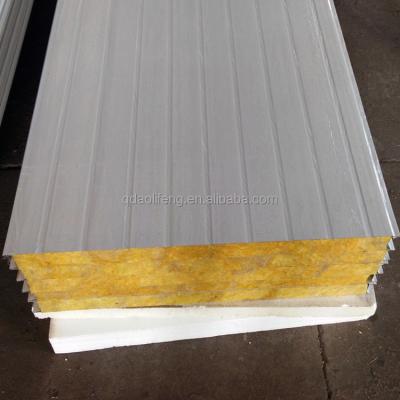 China Modern Easy Install Rock Wool Sandwich Panel Outside Corrugated Steel Sheet Panel for sale