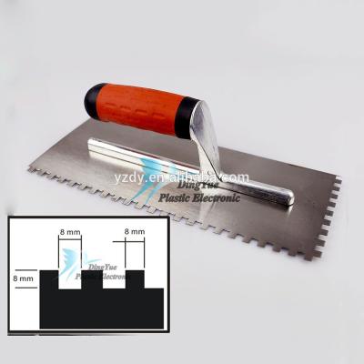 China 250X120mm 8mmX8mm SQUARE concrete notched trowel with rubber grip for sale