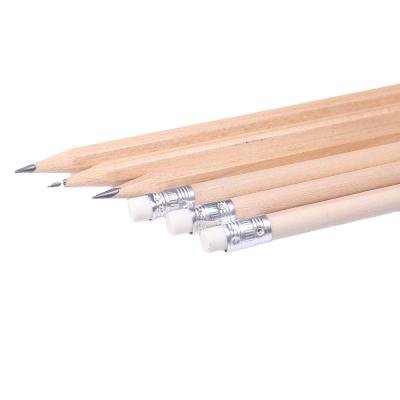 China Students use nature HB wooden pencil with eraser for sale