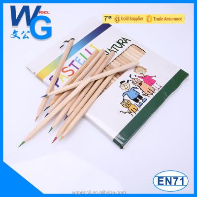 China Students use 24 colored pencils with nature wooden /burlywood colored pencil body for sale