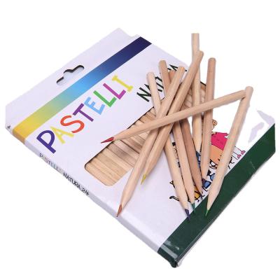 China Students use 24 colored pencils with nature wooden /burlywood colored pencil body for sale