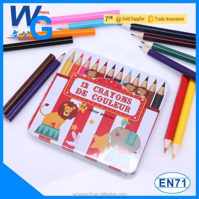 China Students use mini colored pencil set / 12 colored pencil set with tin box (3.5