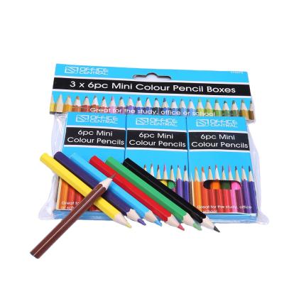 China Students Use 3X6pc Mini Color Pencil Cases /3.5 Inch Color Pencil Students Color Pencil for sale