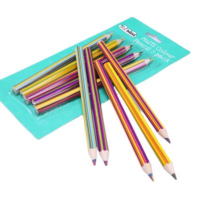 China Students use wooden jumbo bright multi-color lead colored pencil for student (one pencil with four colored pencil lead) for sale