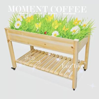 China Wholesale Simple Outdoor Wooden Garden Bed Plant Raised Box With Natural Fir Wood for sale