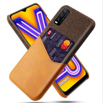 China Anti-fall PC+Leather Caid Hodler Mobile Phone Case For VIVO Y20 for sale