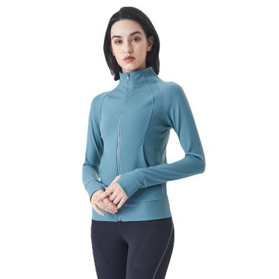 China Sexy Breathable Long Sleeve Zipper Crop Woman Padded Lady Nylon Spandex Coat Yoga Top Yoga Top For Woman for sale