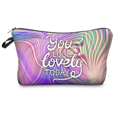 China Fashion Hot Dazzle Color Letters Printing European Clutch Women Multifunctional Storage Travel Private Label Makeup Cosmetic Bag for sale