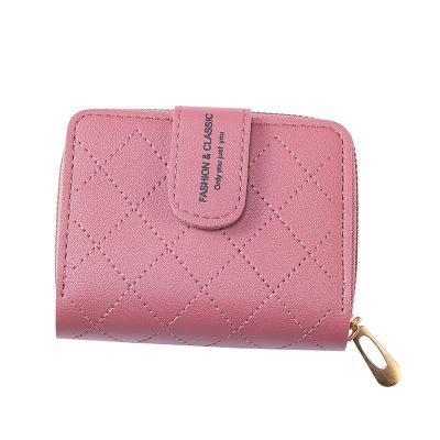 China Other Embroidered Female Women Cute Card Zipper Student Plaid Short Leather Wallet For Men for sale