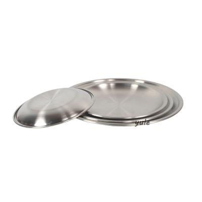 China Sustainable Korean Round Dinnerware Trays Stainless Steel Barbecue Dish Dessert Plate For Dinnerware Set for sale