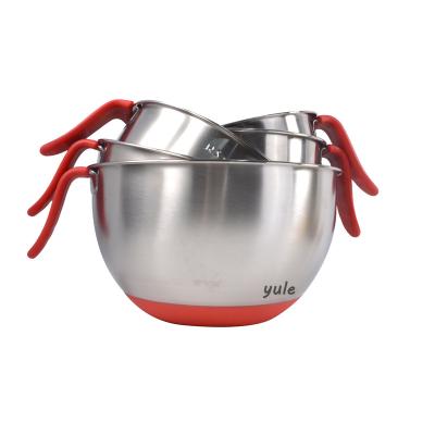 China Viable Home Essentials Large Size Non-Slip Bottom Stainless Steel Mixing Bowl With Spout For Meal Mixing for sale