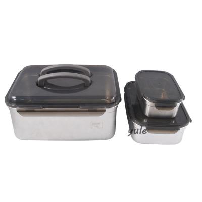 China Freshness Preservation Factory Wholesale 304 Stainless Steel Food Container With Air Tight Lids Food Storage Box for sale