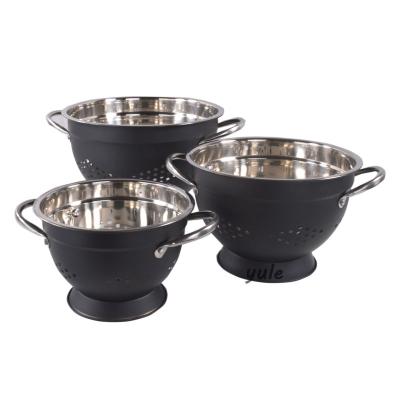 China 2023 YULE Manufacturer New Design Korean Style Dishwasher Safe Two Ears Strainer Stainless Steel Viable Washing Bowls for sale