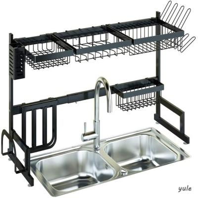 China Sustainable Adjustable Stainless Steel Over Sink Dish Rack For Kitchen Storage Organizer for sale