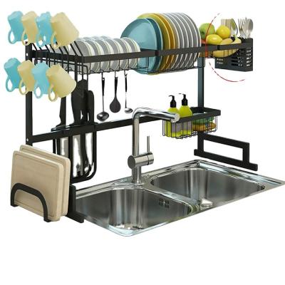 China Amazon Sustainable Hot Sale Multi Function Stainless Steel Kitchen Space Saving Drying Dish Rack Above Sink for sale