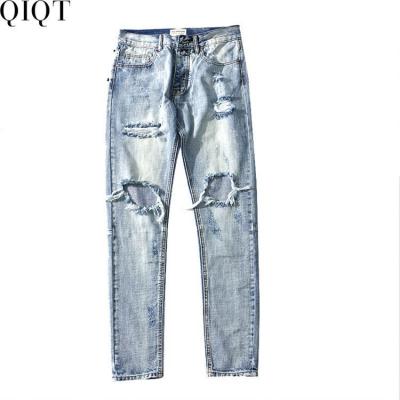 China Wholesale Lowest Price Breathable Designer Cowboy Hole Hip Hop Street Clothing Sale Men Sweatpants for sale