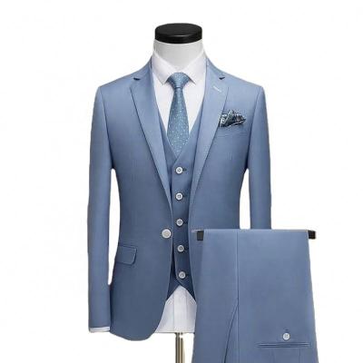 China Light Blue Mens Formal Suit Latest Fit Breathable Slim Fit Business 3 Piece Blazer Suit Wedding Set For Men Suit With Pants Invest for sale