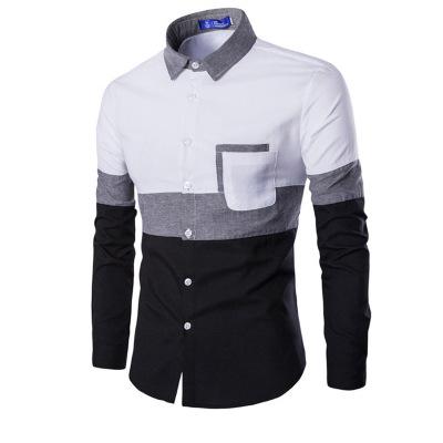 China 2021 new style Anti-wrinkle cotton long sleeve men jeans patchwork shirts casual shirts for men T-shirt for men for sale