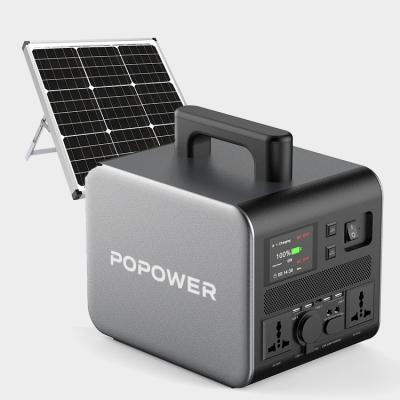 China Type C POPOWER 750W 1000W 1500W 2000W Power Station Portable Outdoor Solar Rechargeable Battery Pack Home Lifepo4 Outdoor Power Supply for sale